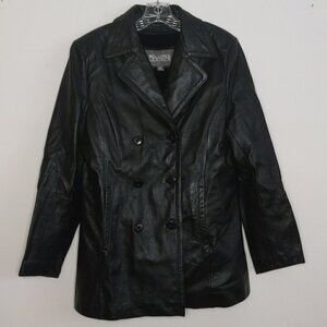 Wilsons Leather Lined Leather Pea Coat Leather Jacket Faux Fur Lined